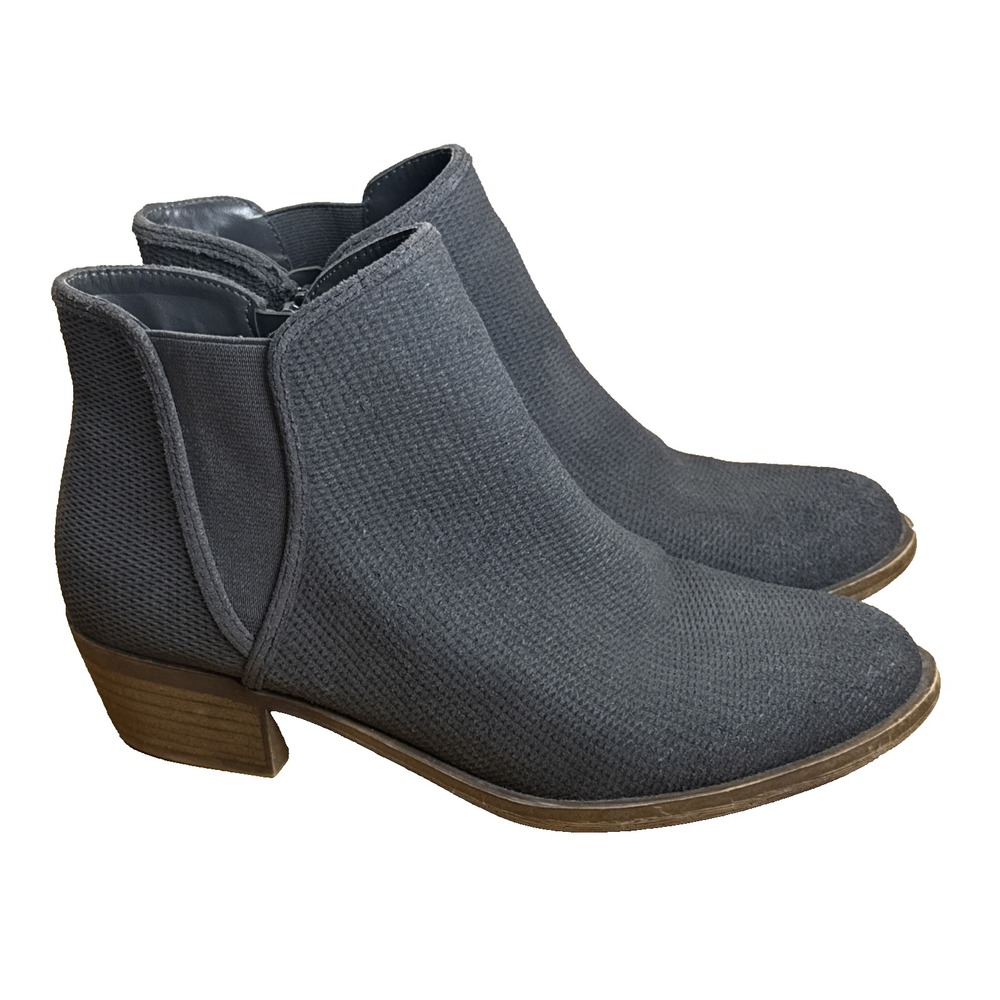 Kensie Boots Womens 9M Gerona Ankle Booties Gray Leather Side Zip Heels Comfort